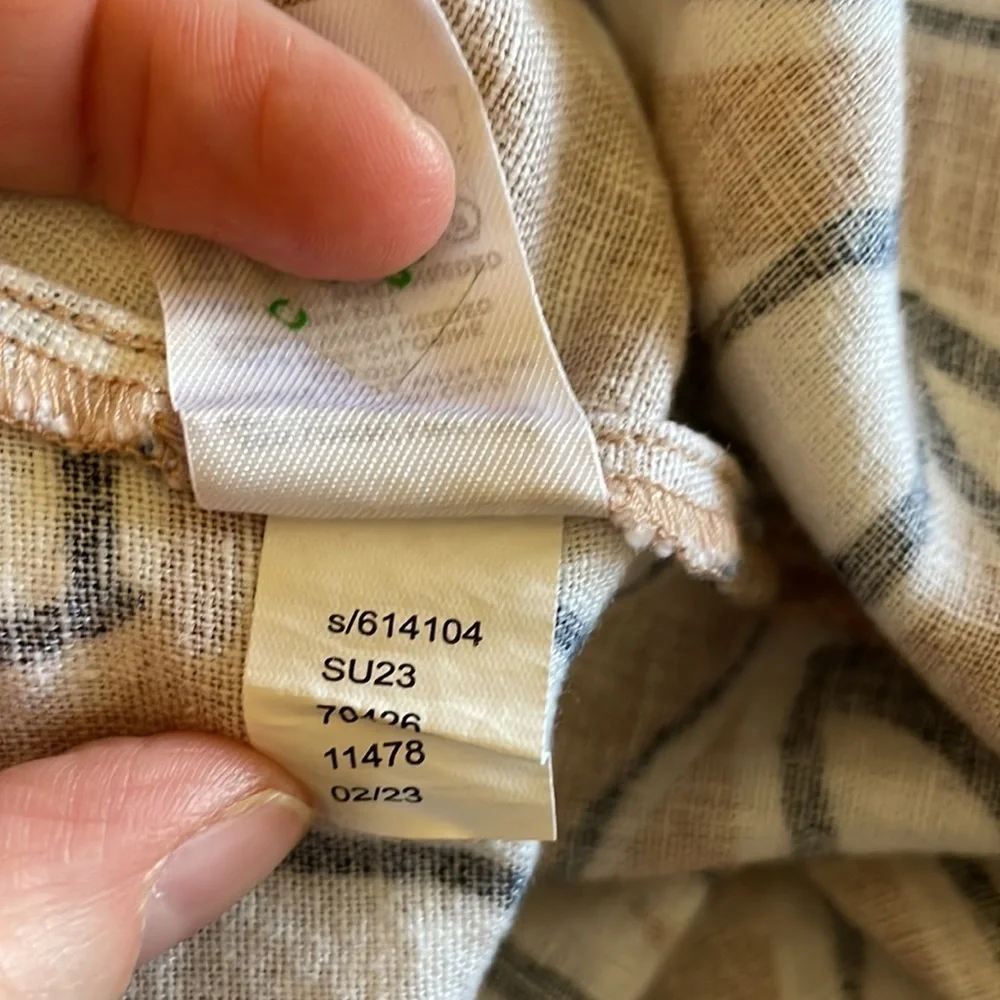 NWT Loft Outlet Linen Blend Floral Print Ivory Tan Navy Dress Size 14P